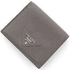 Prada Vitello Dino Bifold Wallet Triangle Logo Marmo Gray